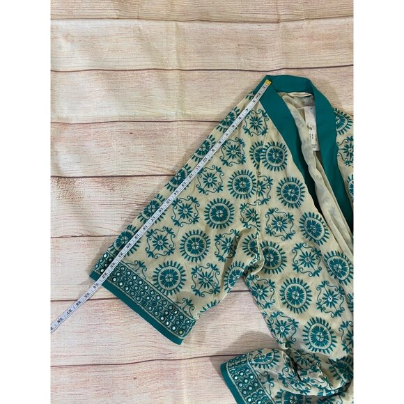 NWT Soft Surroundings Women's Teal Open Front Embellished Kimono - L/XL - Picture 10 of 12